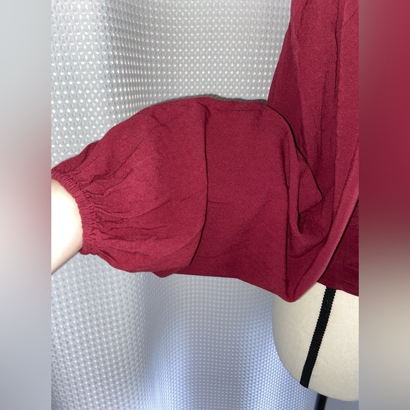 Women’s m.n.i Los Angeles Maroon Ruched Cropped‎ Blouse – Size M - Picture 6 of 14